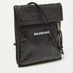 Balenciaga Black Leather Explorer Pouch Crossbody Bag