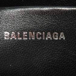 Pre Owned Balenciaga Black Croc Embossed Leather Wristlet Pouch