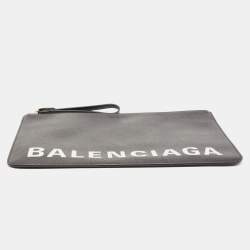 Balenciaga Black Leather Zip Pouch
