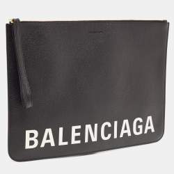 Balenciaga Black Leather Zip Pouch
