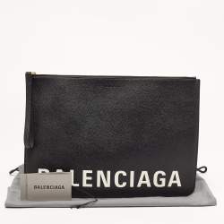 Balenciaga Black Leather Zip Pouch