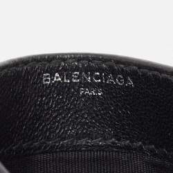 Pre Owned Balenciaga Black Leather Logo Card Holder