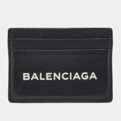 Pre Owned Balenciaga Black Leather Logo Card Holder