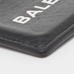 Pre Owned Balenciaga Black Leather Logo Card Holder