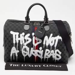 Balenciaga x Gucci Black Canvas and Leather The Hacker Project Duffle Bag