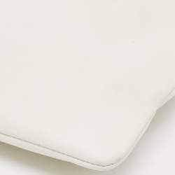 Pre Owned Balenciaga Off White Leather Logo Zip Pouch