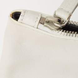 Pre Owned Balenciaga Off White Leather Logo Zip Pouch