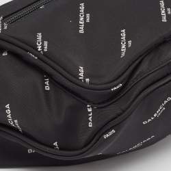 Pre Owned Balenciaga Black Nylon Logo Explorer Belt Bag