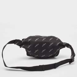 Pre Owned Balenciaga Black Nylon Logo Explorer Belt Bag