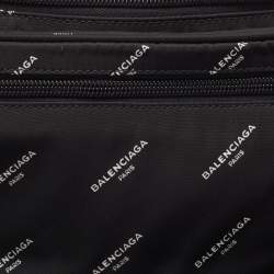 Pre Owned Balenciaga Black Nylon Logo Explorer Belt Bag