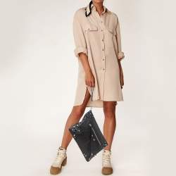 Pre Owned Balenciaga Black Leather Le Cagole Wristlet Pouch