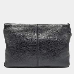 Pre Owned Balenciaga Black Leather Le Cagole Wristlet Pouch