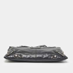 Pre Owned Balenciaga Black Leather Le Cagole Wristlet Pouch