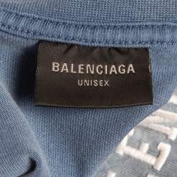 Pre Owned Balenciaga Blue Be Kind Faded Cotton T-Shirt XS