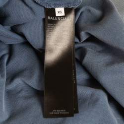 Pre Owned Balenciaga Blue Be Kind Faded Cotton T-Shirt XS