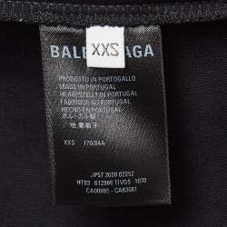 Pre Owned Balenciaga Black Logo Print Cotton T-Shirt XXS