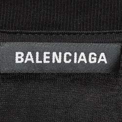 Pre Owned Balenciaga Black Logo Print Cotton T-Shirt XXS