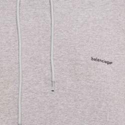 مملوكة مسبقًا Balenciaga Grey Cotton Knit Oversized Hoodie S