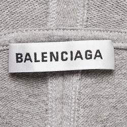 مملوكة مسبقًا Balenciaga Grey Cotton Knit Oversized Hoodie S