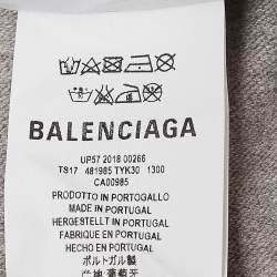 مملوكة مسبقًا Balenciaga Grey Cotton Knit Oversized Hoodie S