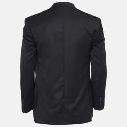 Pre Owned Balenciaga Black Gabardine Double Breasted Blazer XS
