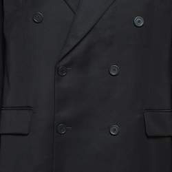 Pre Owned Balenciaga Black Gabardine Double Breasted Blazer XS