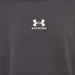 Pre Owned Balenciaga X Under Armour Black Logo Embroidered Cotton T-Shirt L