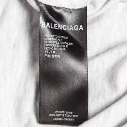 مملوكة مسبقًا Balenciaga Blue Distressed Cotton Rib Layered Oversize Hoodie L