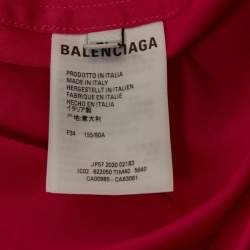 Pre Owned Balenciaga Pink Logo Print Cotton Oversized Shirt XS