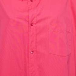 Pre Owned Balenciaga Pink Logo Print Cotton Oversized Shirt XS