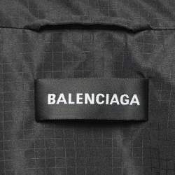 Balenciaga Black Logo Embroidered Ripstop Synthetic Oversize Hoodie S