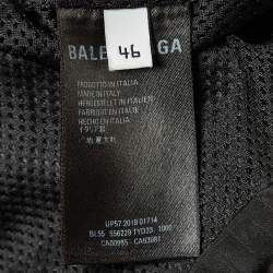 Balenciaga Black Logo Embroidered Ripstop Synthetic Oversize Hoodie S