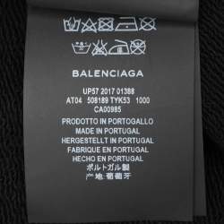 Pre Owned Balenciaga Black Cotton Knit Logo Zip Hoodie S