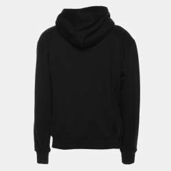 Pre Owned Balenciaga Black Cotton Knit Logo Zip Hoodie S