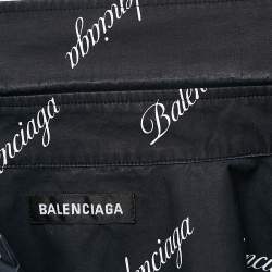 Balenciaga Navy Blue Monogram Print Button Front Oversize Shirt M