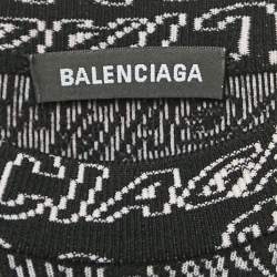 Pre Owned Balenciaga Black Logo Intarsia Stretch Knit Sweatshirt XS