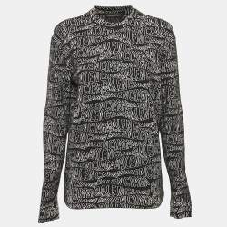 Pre Owned Balenciaga Black Logo Intarsia Stretch Knit Sweatshirt XS