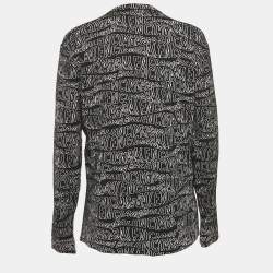 Pre Owned Balenciaga Black Logo Intarsia Stretch Knit Sweatshirt XS