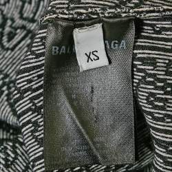 Pre Owned Balenciaga Black Logo Intarsia Stretch Knit Sweatshirt XS