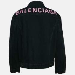 Pre Owned Balenciaga Navy Blue Embroidered Denim Jacket S