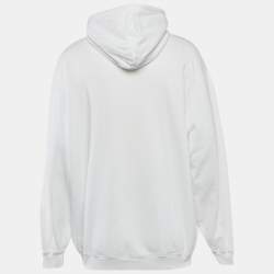Balenciaga White BB Embroidered Cotton Oversized Hoodie S