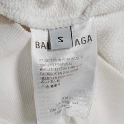 Balenciaga White BB Embroidered Cotton Oversized Hoodie S