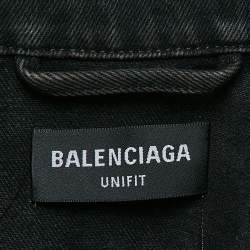 Pre Owned Balenciaga Black BB Spray Paint Denim Oversized Jacket XS