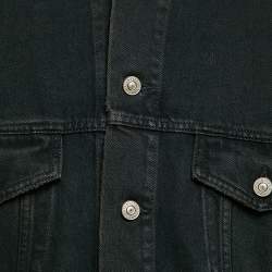 Pre Owned Balenciaga Black BB Spray Paint Denim Oversized Jacket XS