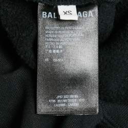 مملوكة مسبقًا Balenciaga Black Nasa Applique Cotton Knit Hoodie XS