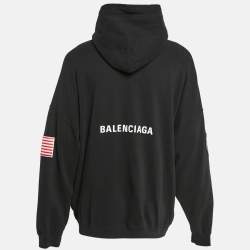 مملوكة مسبقًا Balenciaga Black Nasa Applique Cotton Knit Hoodie XS