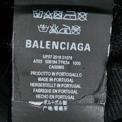 Pre Owned Balenciaga Black Logo Print Cotton Hooded Sweatshirt S