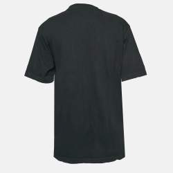 مملوكة مسبقًا تي شيرت بالنسياغا قطن أسود بطبعة الشعار مقاس صغير (إكس سمول)