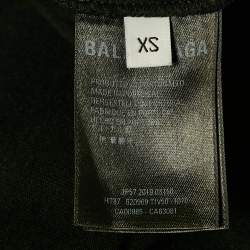 مملوكة مسبقًا تي شيرت بالنسياغا قطن أسود بطبعة الشعار مقاس صغير (إكس سمول)