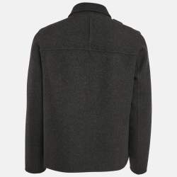 Pre Owned Balenciaga Dark Grey Wool Felt Zip- Up Jacket M